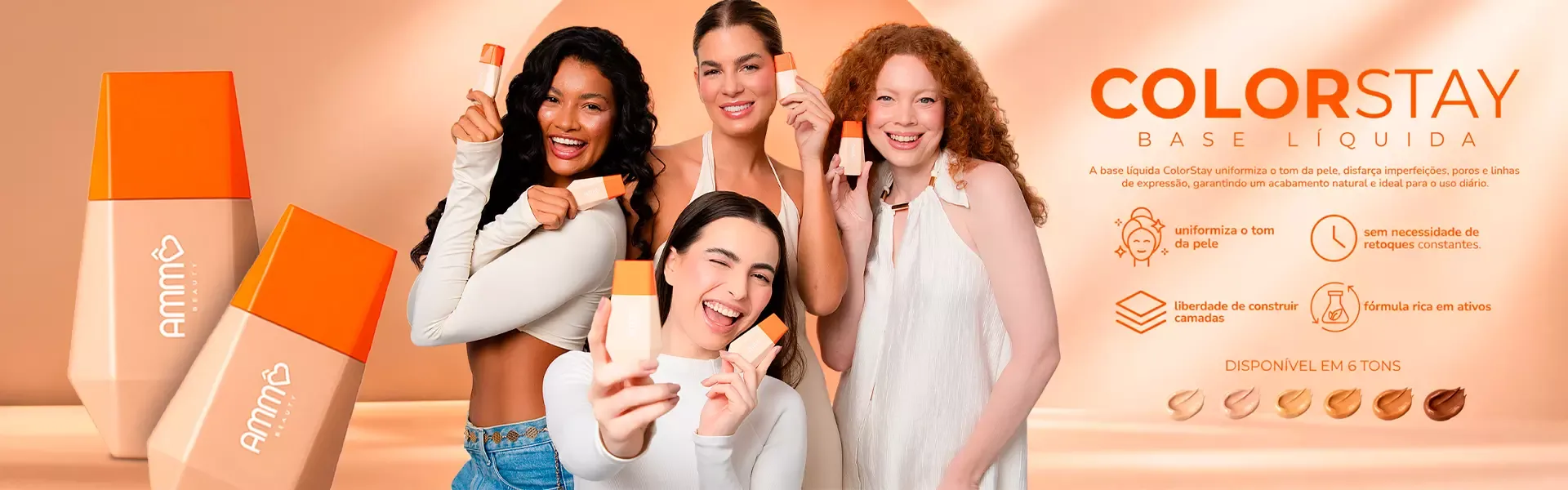 Linhas Ammô Beauty de maquiagem, cílios e acessórios