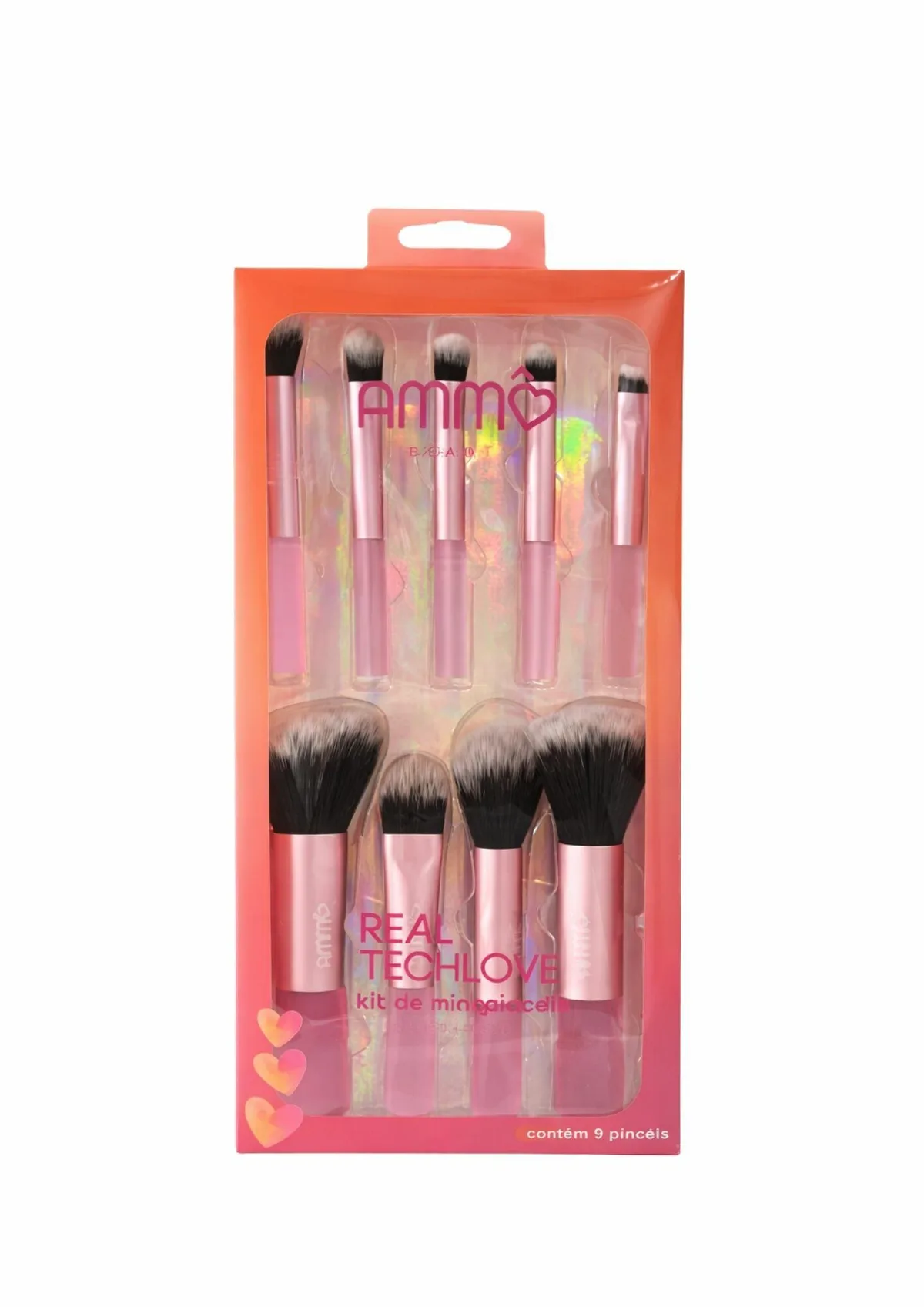Kit de 9 mini pincéis de rosto e olhos